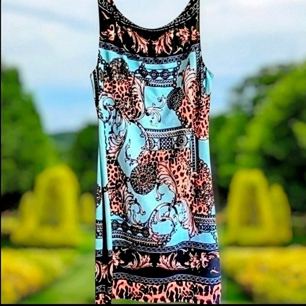 Vintage VENUS Greek Key, Animal Print Mini STYLE of Versace & Ribkoff Bodycon L - Picture 4 of 7